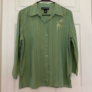 Norton Mcnaughton Green Striped Blouse